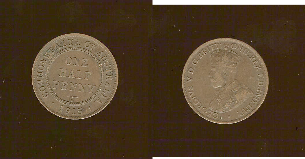 AUSTRALIE 1/2 Penny Georges V 1915H TTB